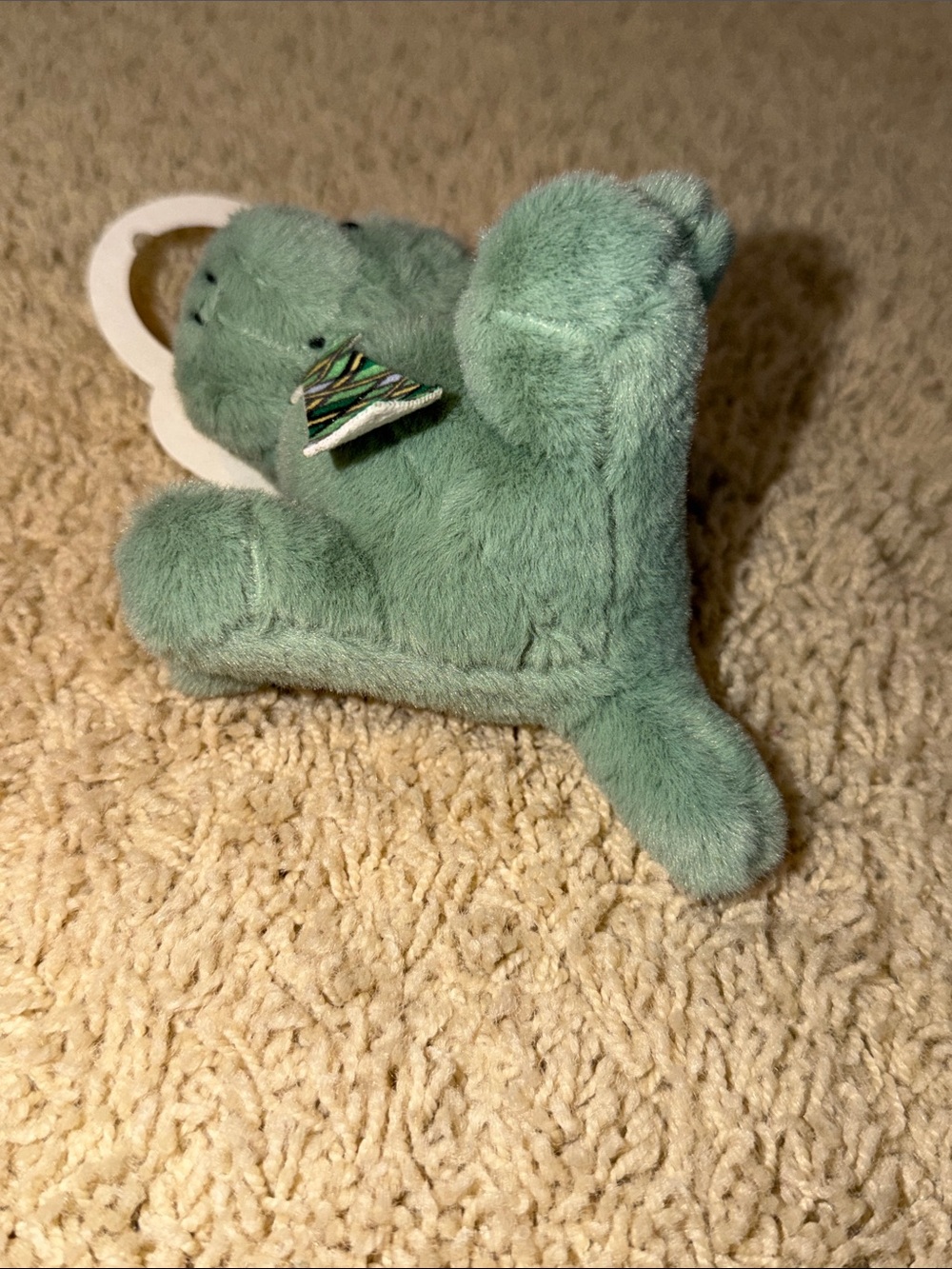 Natasha Plush Dinosaur Keychain/Bag Charm - Mint Green with Patterned Tie - Picture 7 of 8